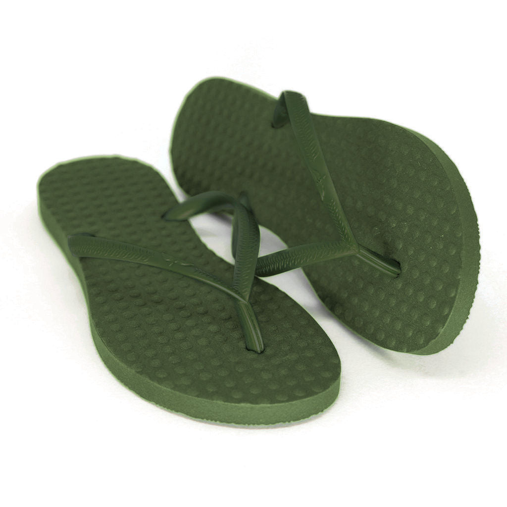 Women's Sustainable Flip Flops Army Green with Army Green Straps – Green Flip  Flops