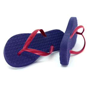 Women's Sustainable Flip Flops Purple with Fuchsia Straps