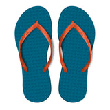 Women's Sustainable Flip Flops Navy with Orange Straps