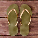 Women's Sustainable Flip Flops Oliva sole with Golden straps