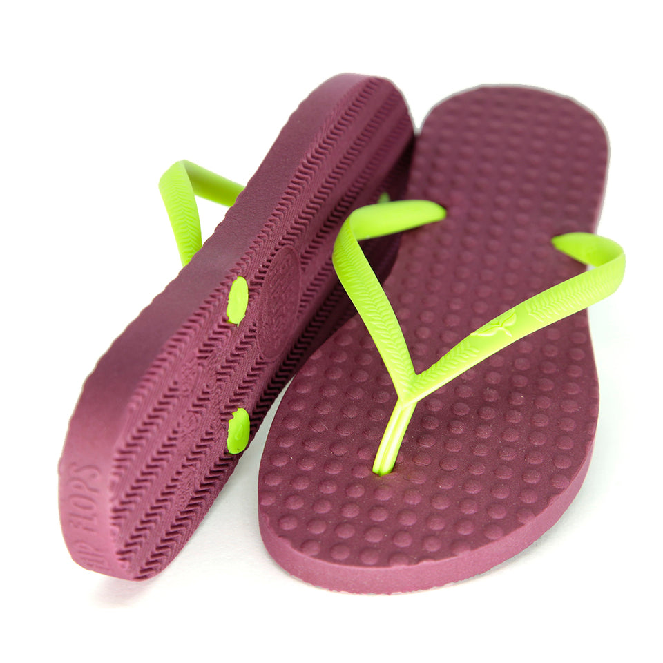 Women's Sustainable Flip Flops Açai with Lemon Straps