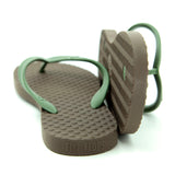 Men's Sustainable Flip Flops Brown with Army Green Straps