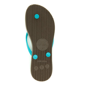 Women's Sustainable Flip Flops Brown with Turquoise Straps