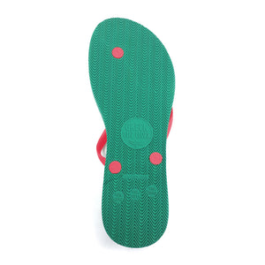 Women's Sustainable Flip Flops Emerald with Watermelon Straps