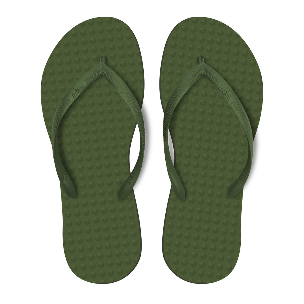 Women's Sustainable Flip Flops Army Green with Army Green Straps