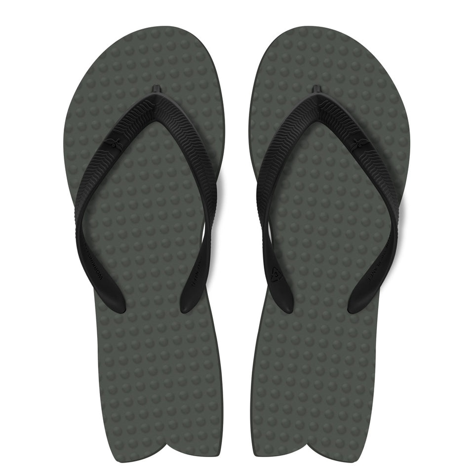 Men's Sustainable Flip Flops Fish Style Grey with Black Straps