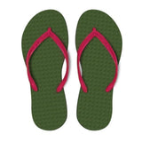 Women's Sustainable Flip Flops Army Green with Fuchsia Straps