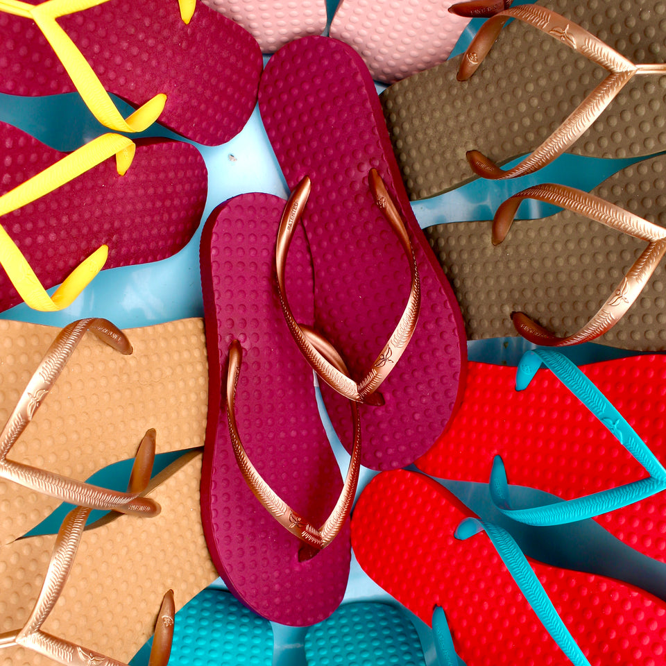 Women's Sustainable Flip Flops Açai with Copper Straps