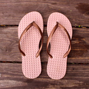 Women's Sustainable Flip Flops Rosé sole with Copper straps