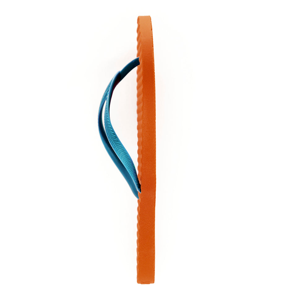 Women's Sustainable Flip Flops Orange with Turquoise Straps