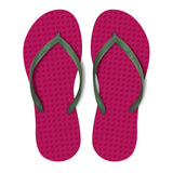 Women's Sustainable Flip Flops Fuchsia with Army Green Straps