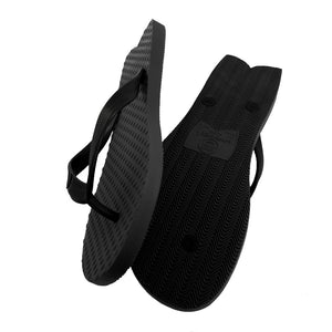 Men's Sustainable Flip Flops Fish Style Recycled Black with Recycled Black Straps