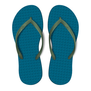 Women's Sustainable Flip Flops Navy with Army Green Straps