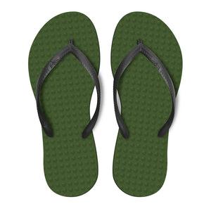 Women's Sustainable Flip Flops Army Green with Black Straps