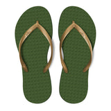 Women's Sustainable Flip Flops Army Green with Golden Straps