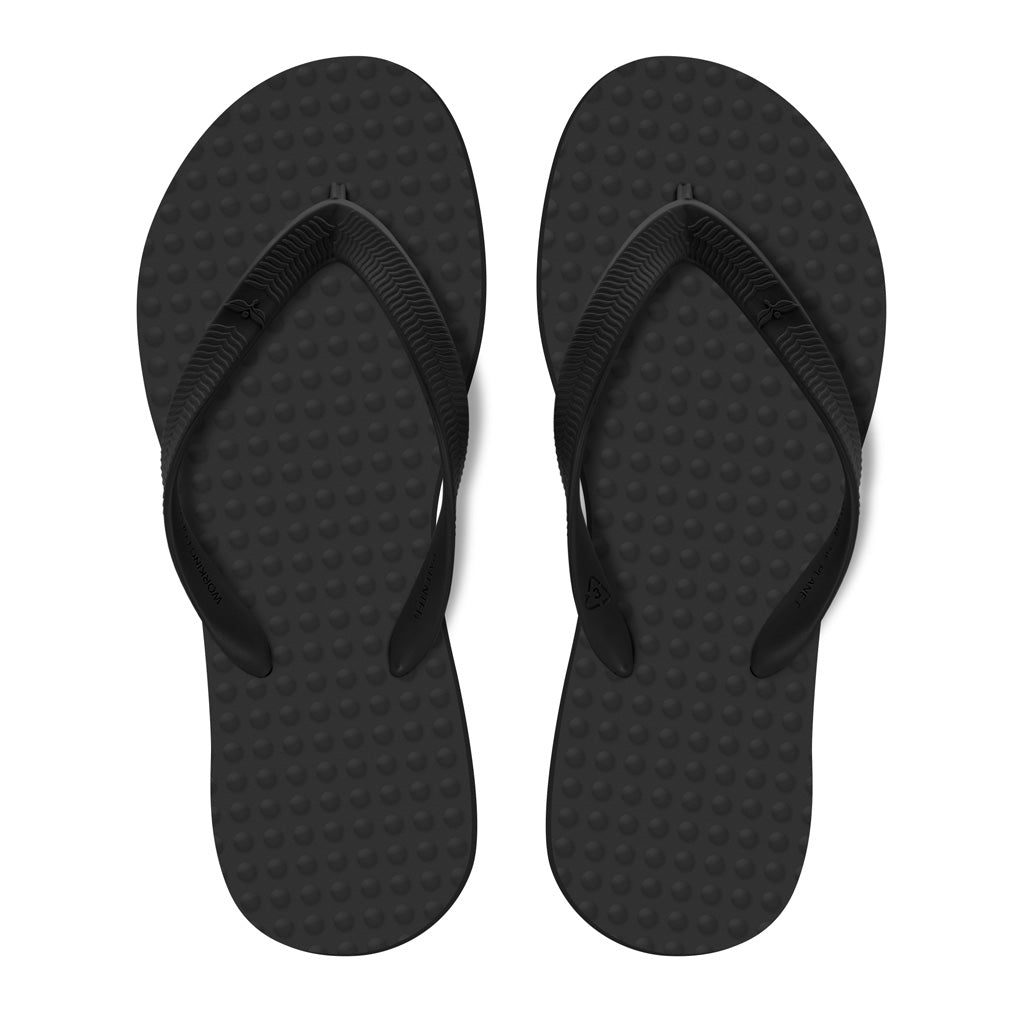 Men's Sustainable Flip Flops Recycled Black with Recycled Black Straps