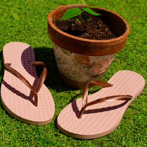 Women's Sustainable Flip Flops Rosé sole with Copper straps