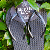 Women's Sustainable Flip Flops Recycled Black with Recycled Black Straps