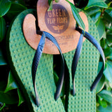 Women's Sustainable Flip Flops Army Green with Black Straps