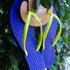 Women's Sustainable Flip Flops Purple with Lemon Straps