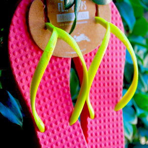 Women's Sustainable Flip Flops Watermelon with Lemon Straps