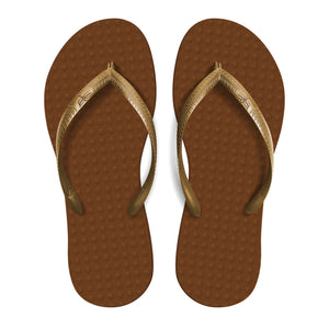 Women's Sustainable Flip Flop Cocoa with Copper Straps